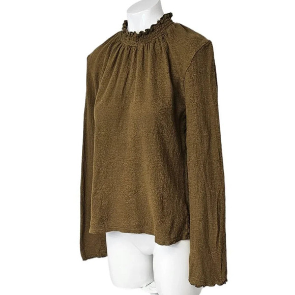 Madewell Women's Texture & Thread Mock Neck Frill Top Size Small - Picture 4 of 8